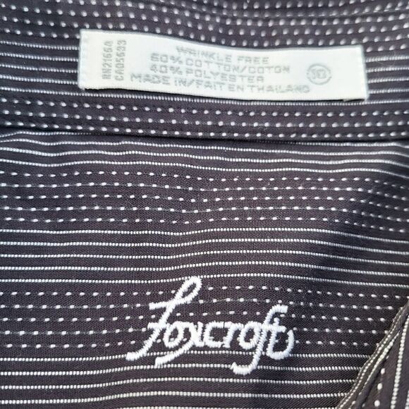 Foxcroft black button down shirt with striped dotted print size 10 - Picture 2 of 9